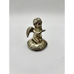Vintage Solid Brass Cherub Angel Figurine Putti Statue Mini Shelf Decor